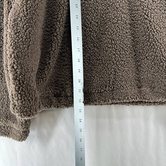 LNA Clothing Sweatshirt Womens L Faux Fur Sherpa 1/4 Zip Pullover Jumper Brown - Picture 11 of 11